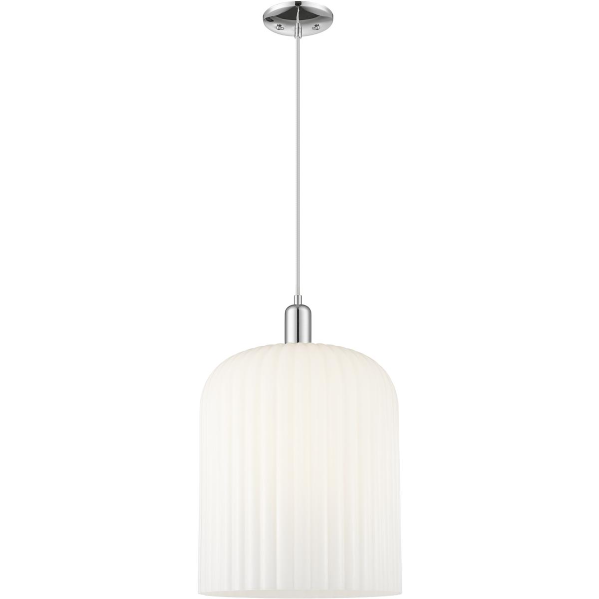 Innovations Lighting 716-1P-PC-G559-12GWH Bridal Veil 1 Light 12 inch Polished Chrome Mini Pendant Ceiling Light in Gloss White Glass