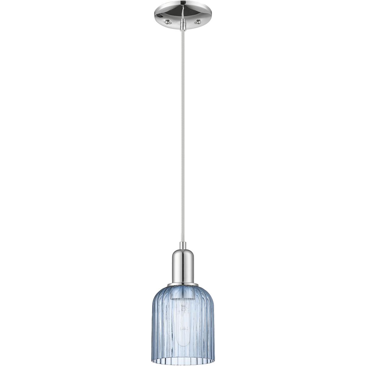 Innovations Lighting 716-1P-PC-G559-5BL Bridal Veil 1 Light 5 inch Polished Chrome Mini Pendant Ceiling Light in Blue Glass