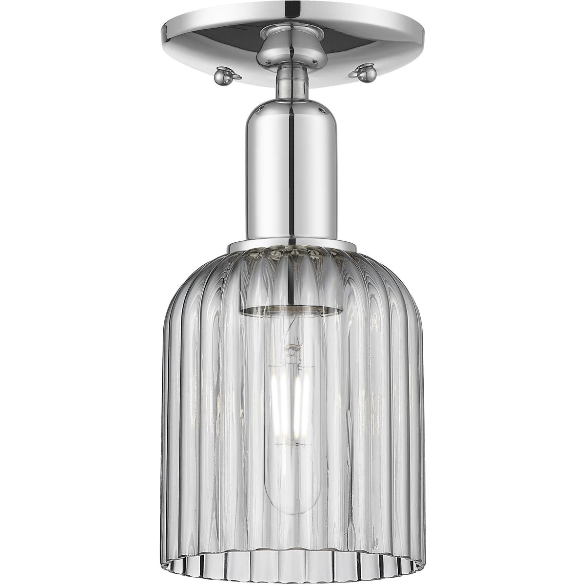 Innovations Lighting 716-1P-PC-G559-5SM Bridal Veil 1 Light 5 inch Polished Chrome Mini Pendant Ceiling Light in Light Smoke Glass