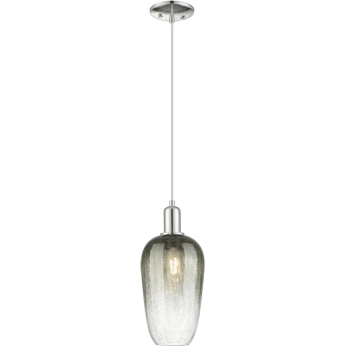 Innovations Lighting 716-1P-PN-G484-7SL Downtown Urban Brookhaven Flute 1 Light 7 inch Polished Nickel Mini Pendant Ceiling Light in Slate Glass