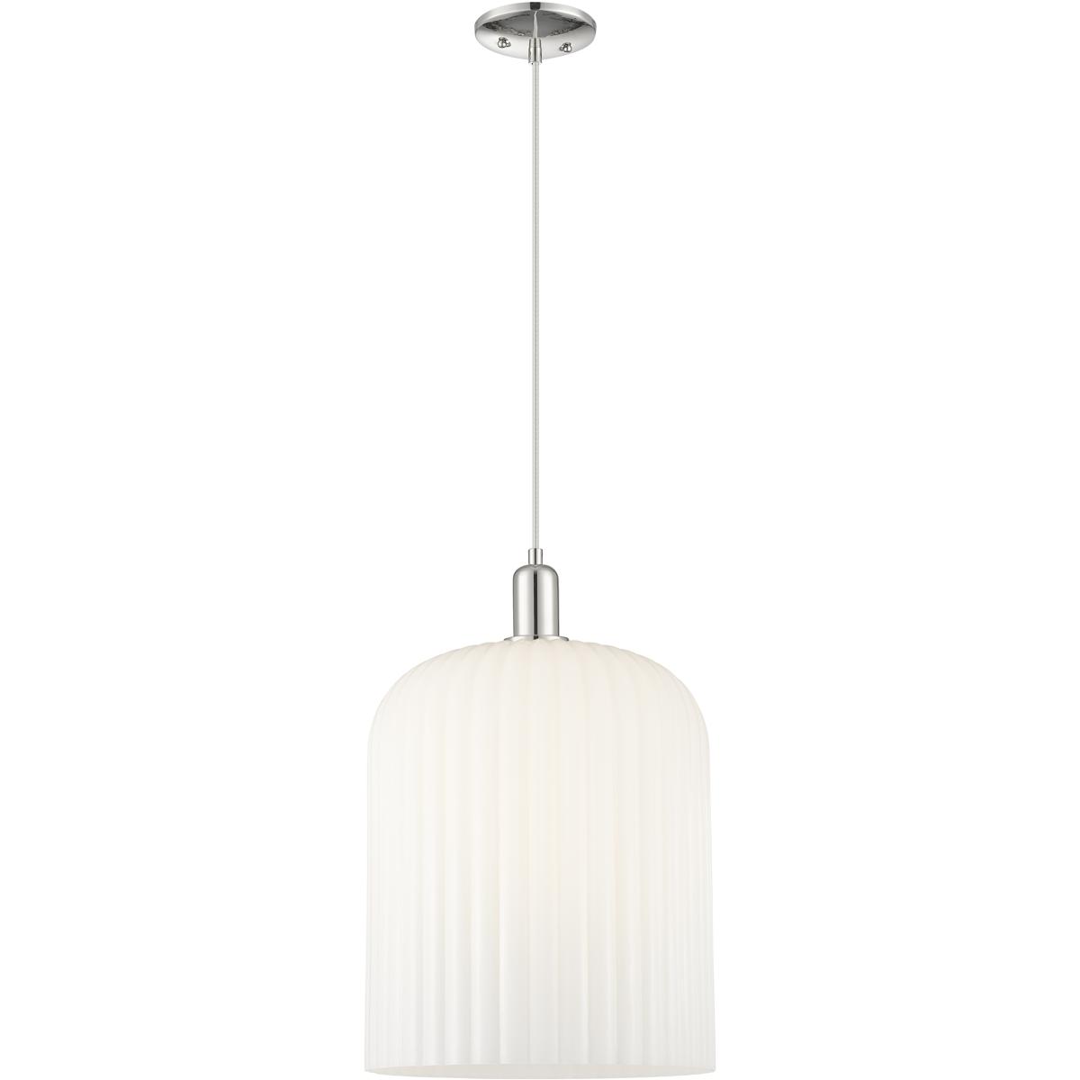 Innovations Lighting 716-1P-PN-G559-12GWH Bridal Veil 1 Light 12 inch Polished Nickel Mini Pendant Ceiling Light in Gloss White Glass