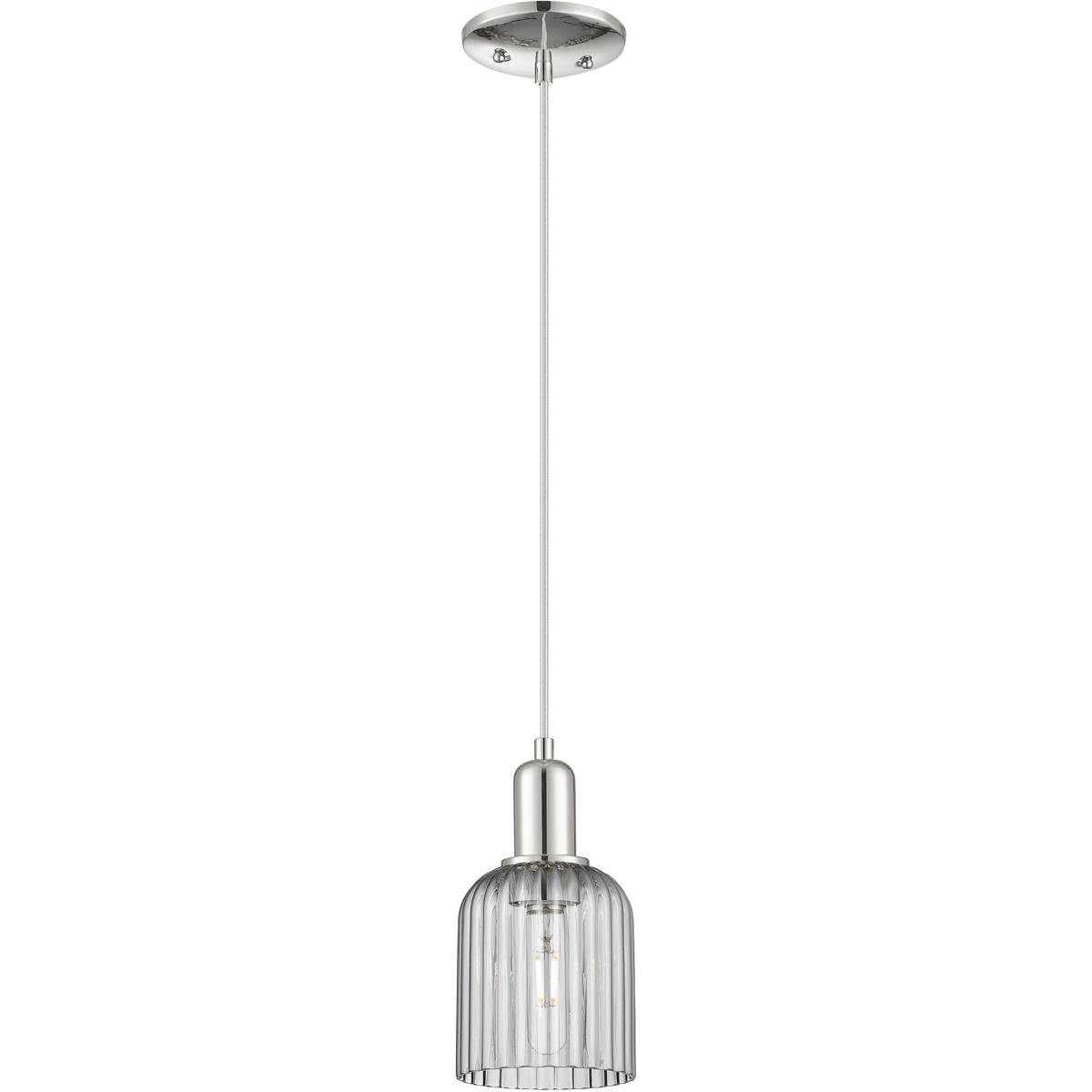 Innovations Lighting 716-1P-PN-G559-5SM Bridal Veil 1 Light 5 inch Polished Nickel Mini Pendant Ceiling Light in Light Smoke Glass