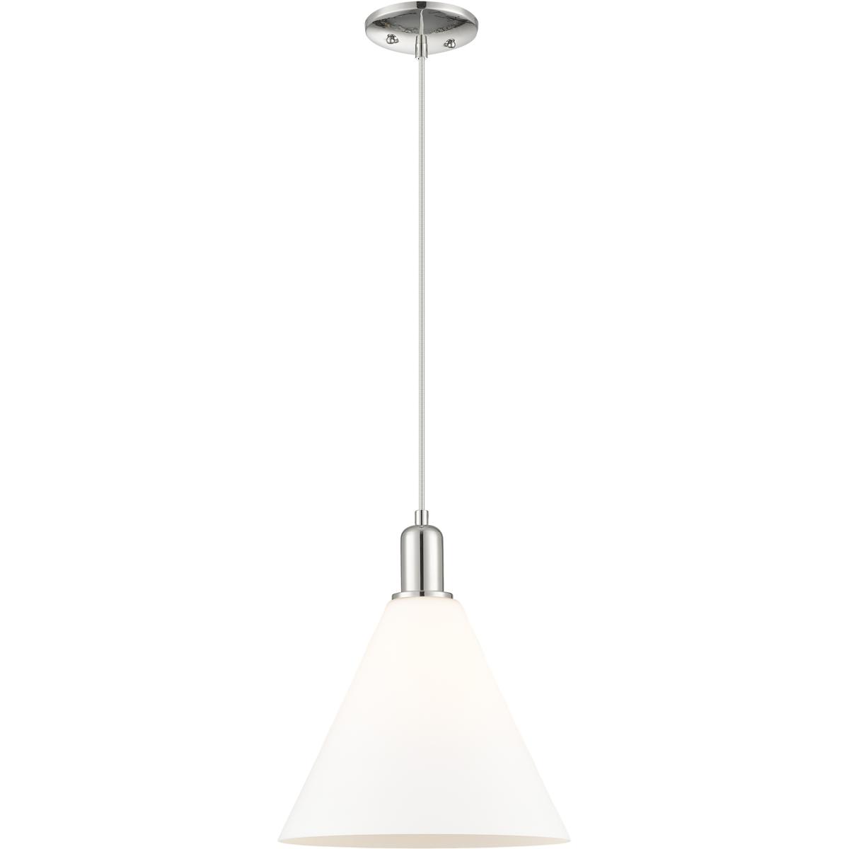 Innovations Lighting 716-1P-PN-GBC-121 Arcadia Berkshire Glass 1 Light 12 inch Polished Nickel Mini Pendant Ceiling Light in Matte White