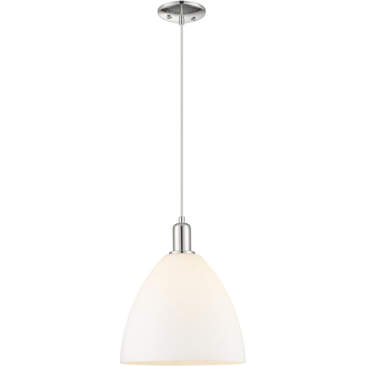 Innovations Lighting 716-1P-PN-GBD-121 Arcadia Bristol 1 Light 12 inch Polished Nickel Mini Pendant Ceiling Light in Matte White