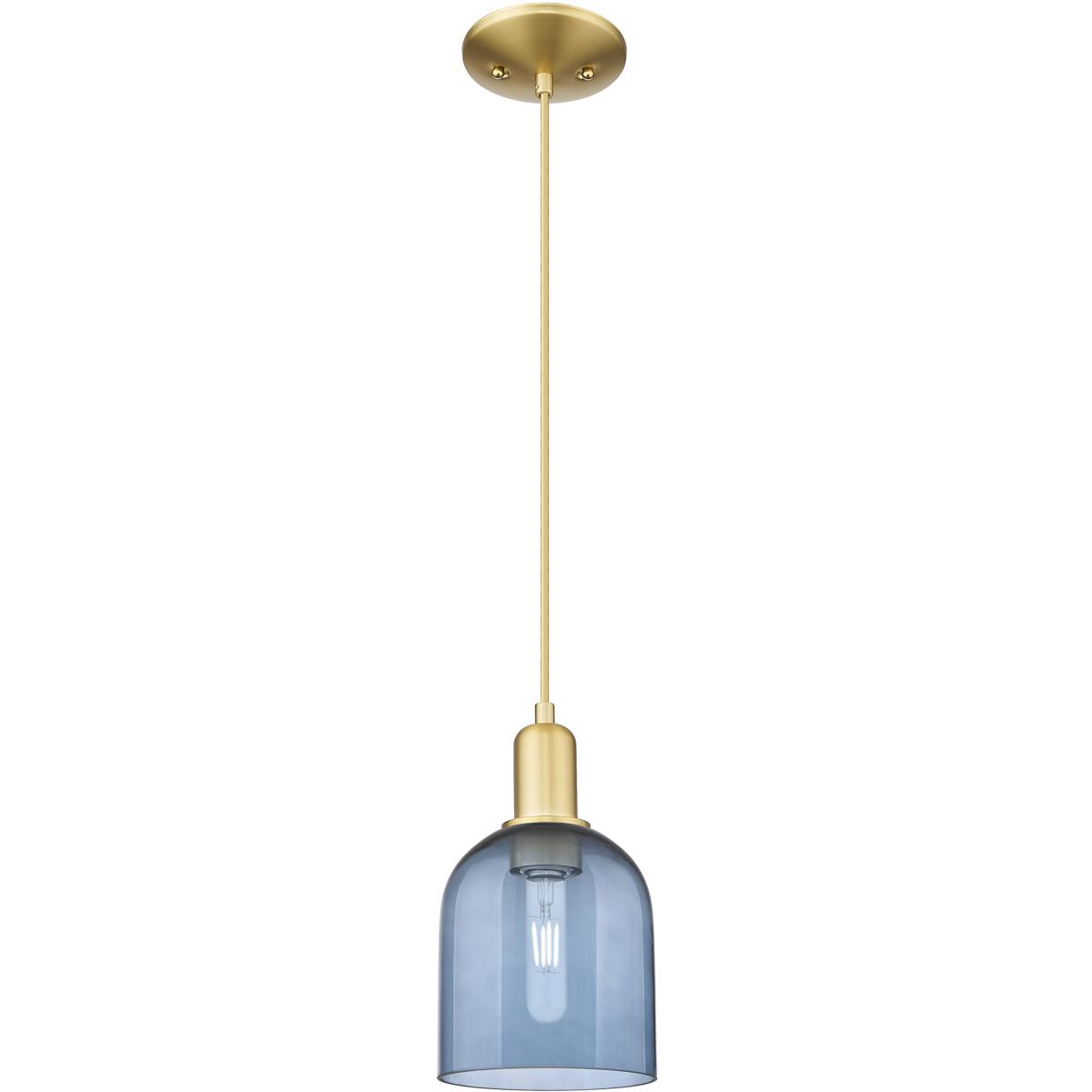 Innovations Lighting 716-1P-SG-G558-6BL Arcadia Bella 1 Light 5.5 inch Satin Gold Mini Pendant Ceiling Light in Blue