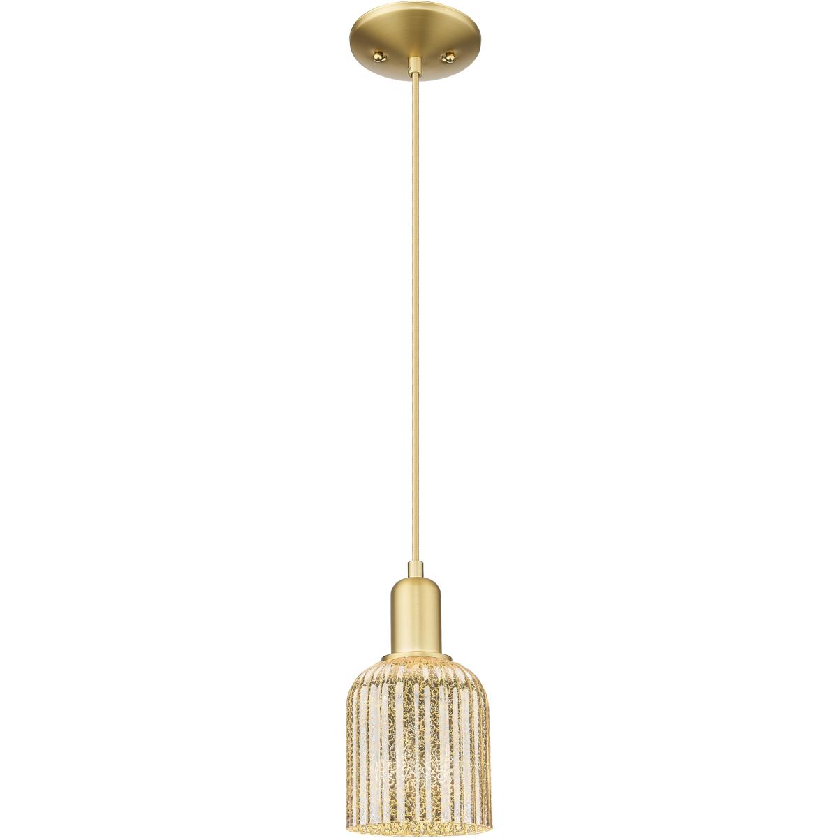 Innovations Lighting 716-1P-SG-G559-5ME Bridal Veil 1 Light 5 inch Satin Gold Mini Pendant Ceiling Light in Mercury Glass