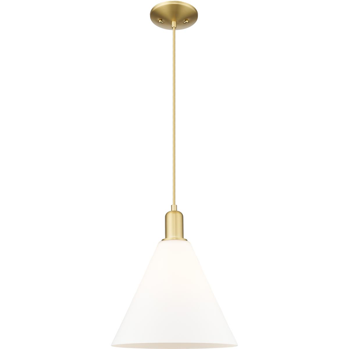 Innovations Lighting 716-1P-SG-GBC-121 Arcadia Berkshire Glass 1 Light 12 inch Satin Gold Mini Pendant Ceiling Light in Matte White