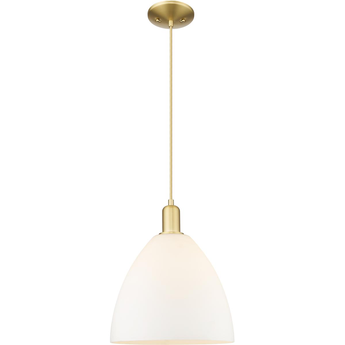 Innovations Lighting 716-1P-SG-GBD-121 Arcadia Bristol 1 Light 12 inch Satin Gold Mini Pendant Ceiling Light in Matte White
