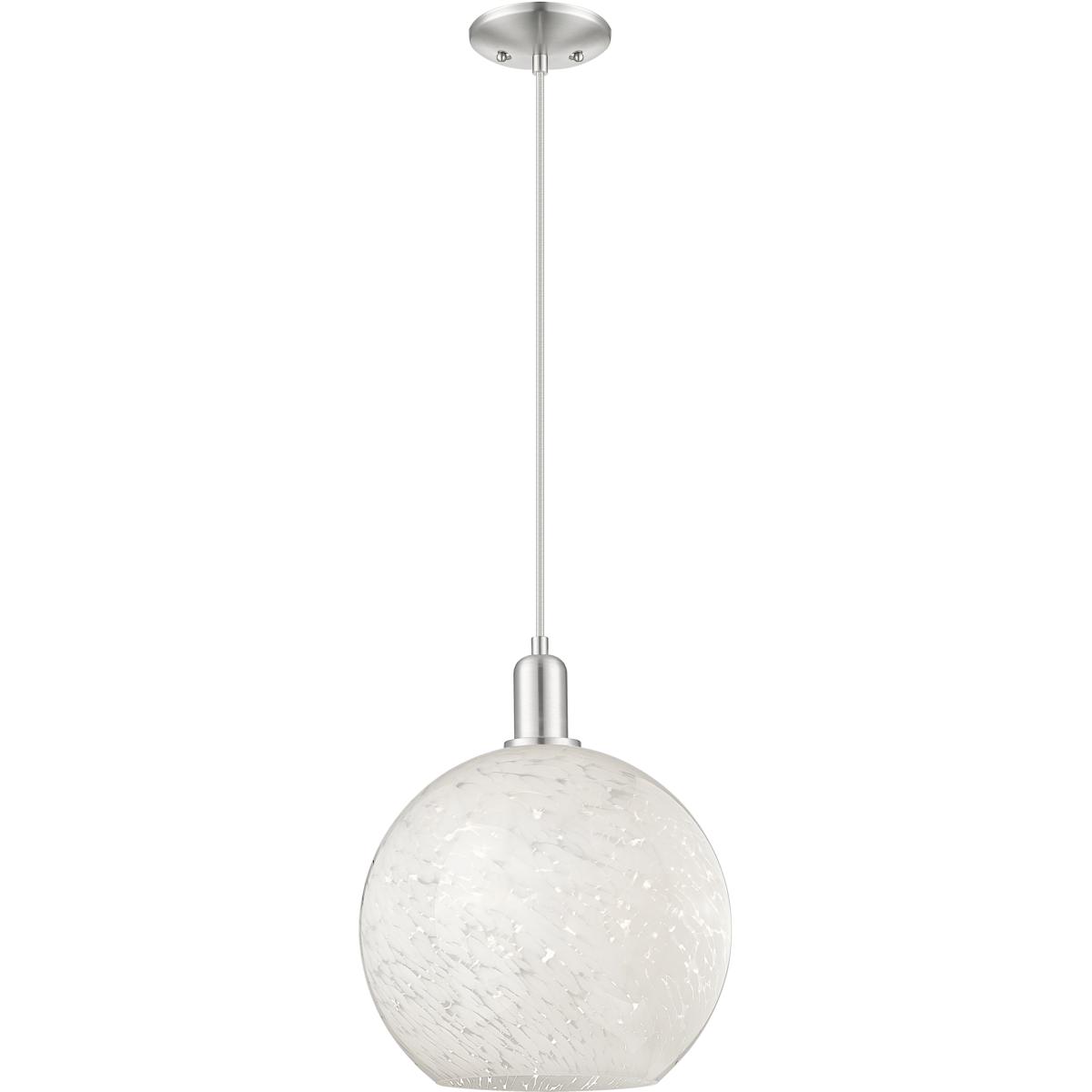 Innovations Lighting 716-1P-SN-G1216-12WM Arcadia White Mouchette 1 Light 12 inch Brushed Satin Nickel Mini Pendant Ceiling Light