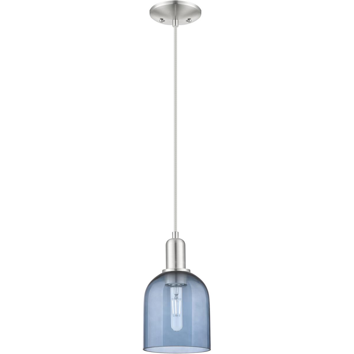 Innovations Lighting 716-1P-SN-G558-6BL Arcadia Bella 1 Light 5.5 inch Brushed Satin Nickel Mini Pendant Ceiling Light in Blue