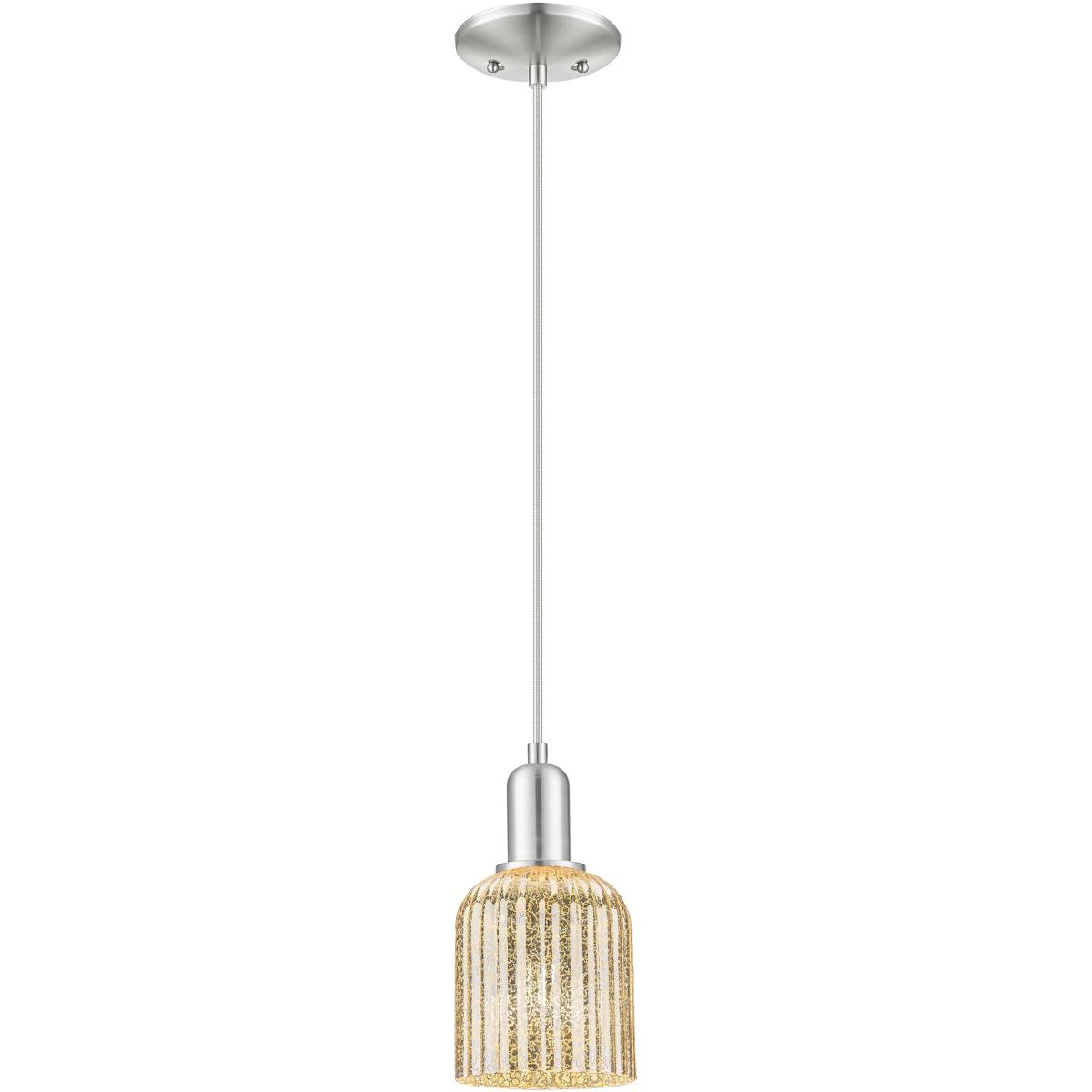 Innovations Lighting 716-1P-SN-G559-5ME Bridal Veil 1 Light 5 inch Brushed Satin Nickel Mini Pendant Ceiling Light in Mercury Glass