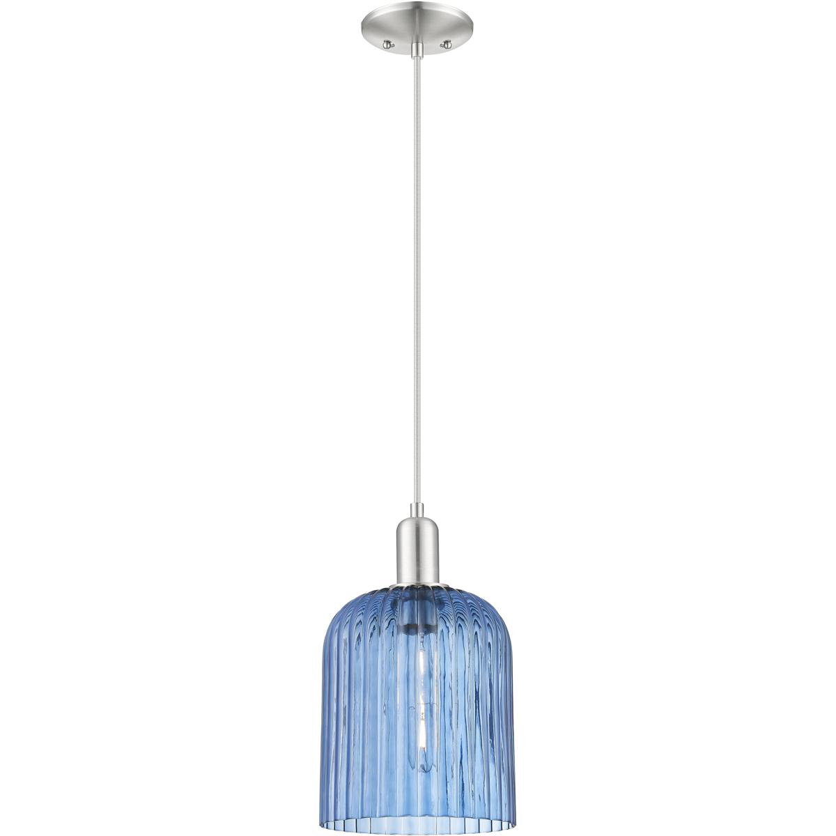 Innovations Lighting 716-1P-SN-G559-8BL Arcadia Bridal Veil 1 Light 8 inch Brushed Satin Nickel Mini Pendant Ceiling Light in Blue