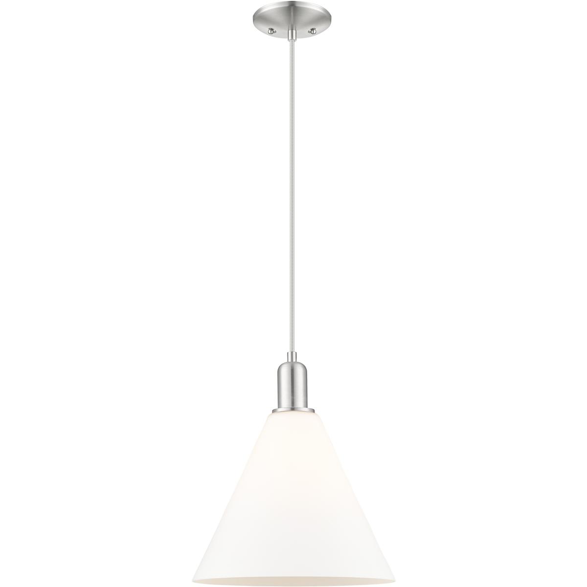 Innovations Lighting 716-1P-SN-GBC-121 Arcadia Berkshire Glass 1 Light 12 inch Brushed Satin Nickel Mini Pendant Ceiling Light in Matte White