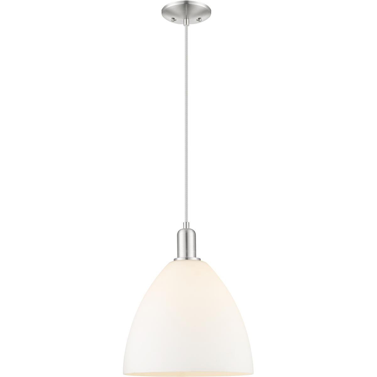 Innovations Lighting 716-1P-SN-GBD-121 Arcadia Bristol 1 Light 12 inch Brushed Satin Nickel Mini Pendant Ceiling Light in Matte White