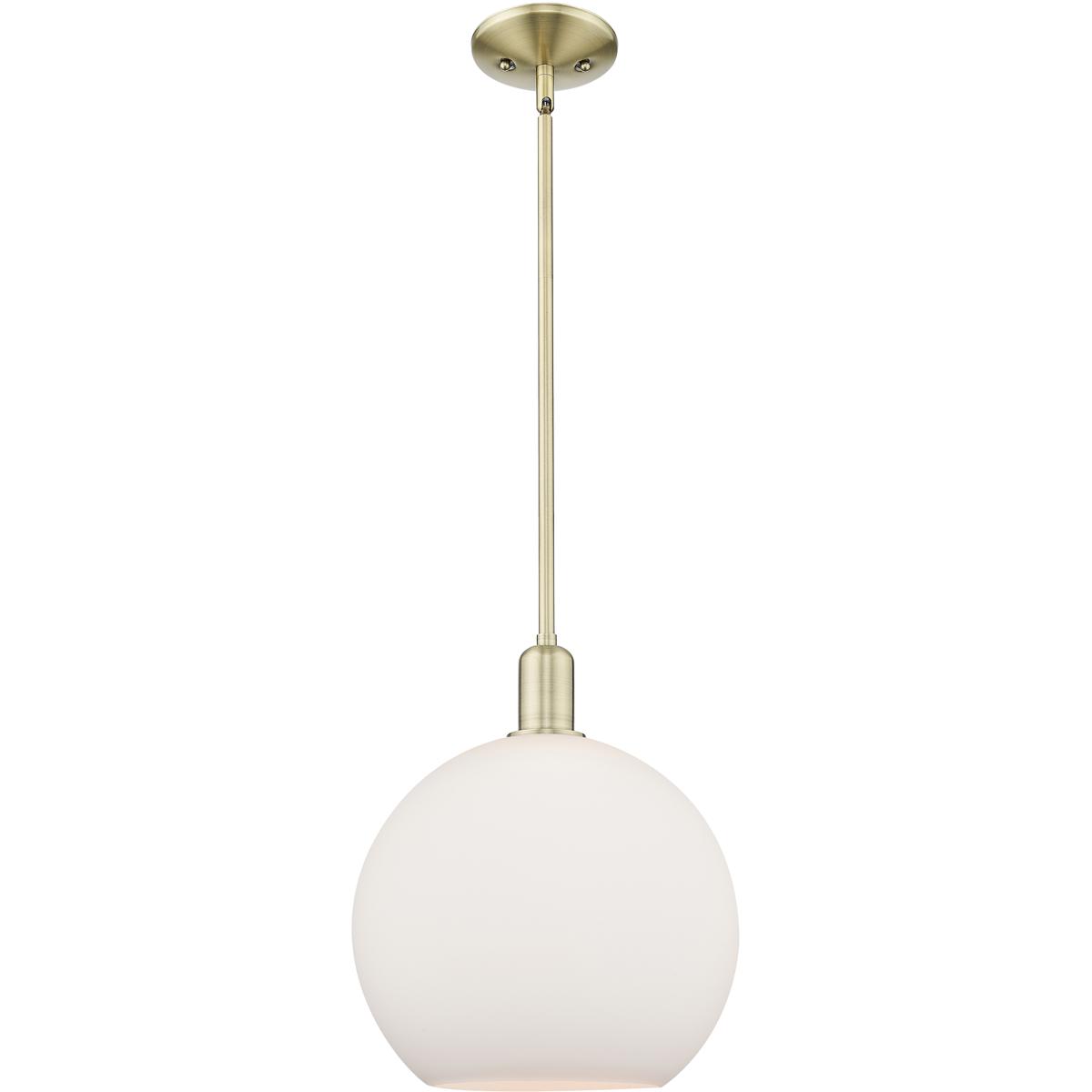 Innovations Lighting 716-1S-AB-G121-12 Arcadia Athens 1 Light 11.75 inch Antique Brass Mini Pendant Ceiling Light in Matte White