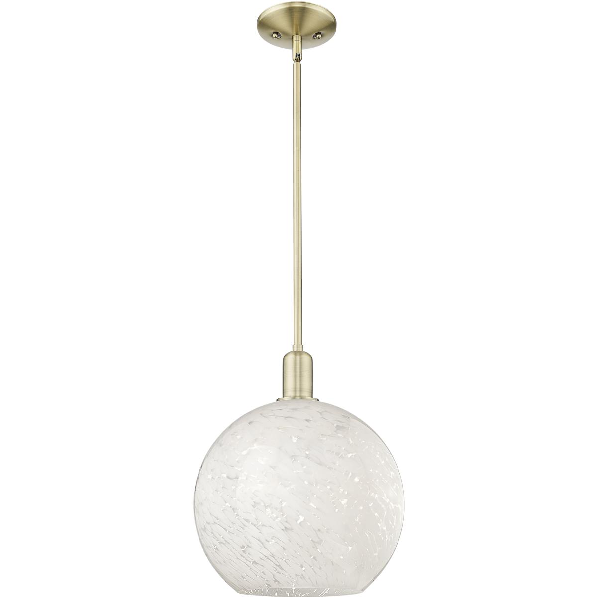 Innovations Lighting 716-1S-AB-G1216-12WM Arcadia White Mouchette 1 Light 12 inch Antique Brass Mini Pendant Ceiling Light