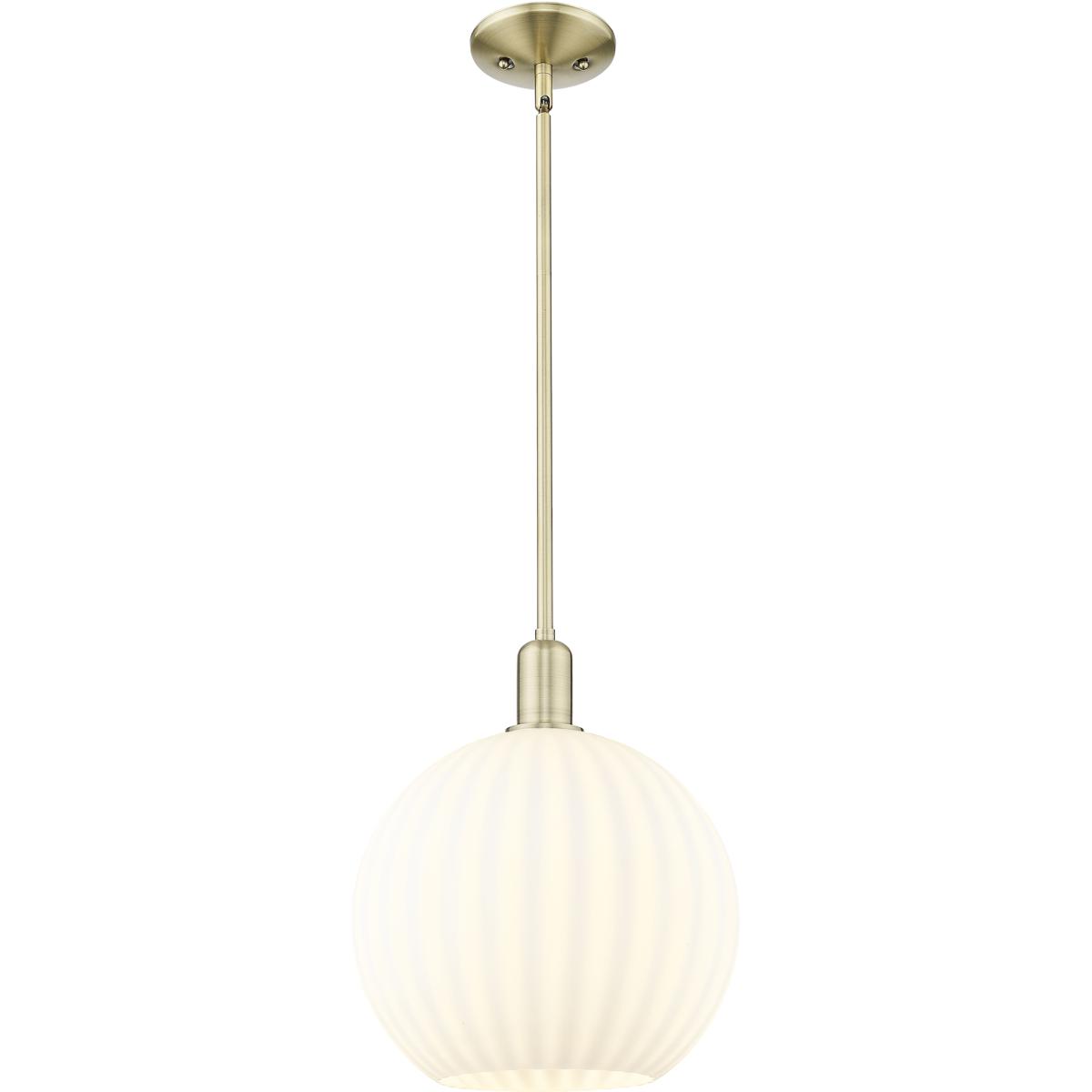 Innovations Lighting 716-1S-AB-G1217-12WV Arcadia White Venetian 1 Light 12 inch Antique Brass Mini Pendant Ceiling Light