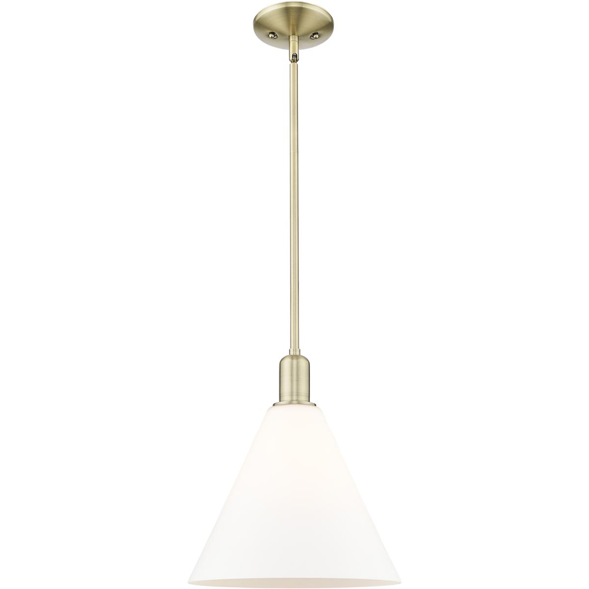 Innovations Lighting 716-1S-AB-GBC-121 Arcadia Berkshire Glass 1 Light 12 inch Antique Brass Mini Pendant Ceiling Light in Matte White