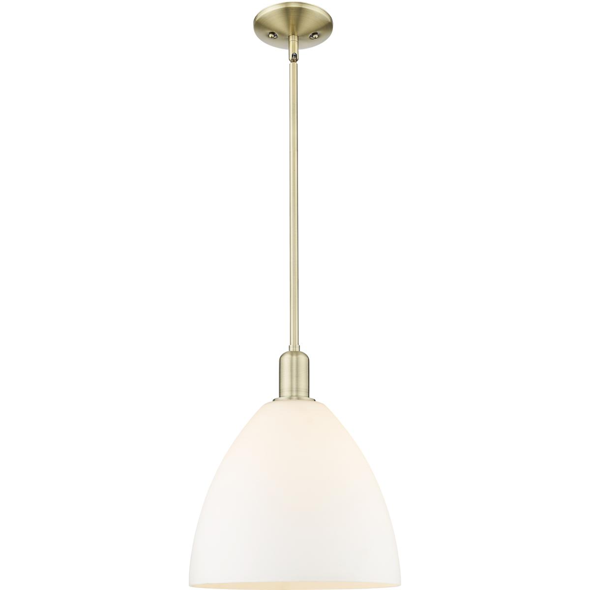 Innovations Lighting 716-1S-AB-GBD-121 Arcadia Bristol 1 Light 12 inch Antique Brass Mini Pendant Ceiling Light in Matte White