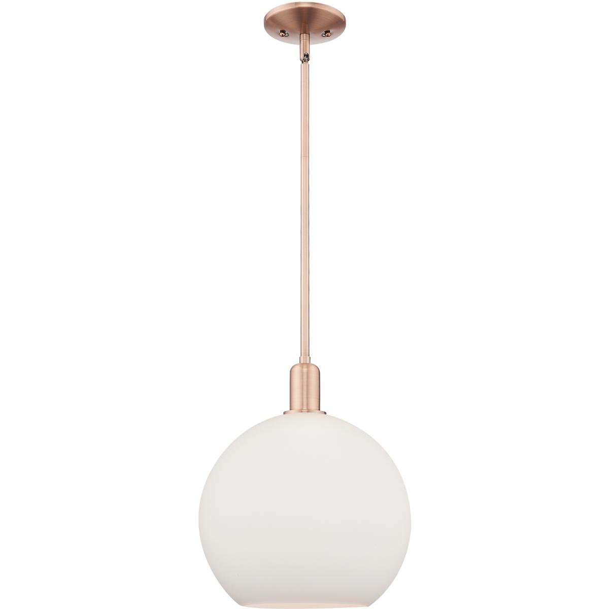 Innovations Lighting 716-1S-AC-G121-12 Arcadia Athens 1 Light 11.75 inch Antique Copper Mini Pendant Ceiling Light in Matte White