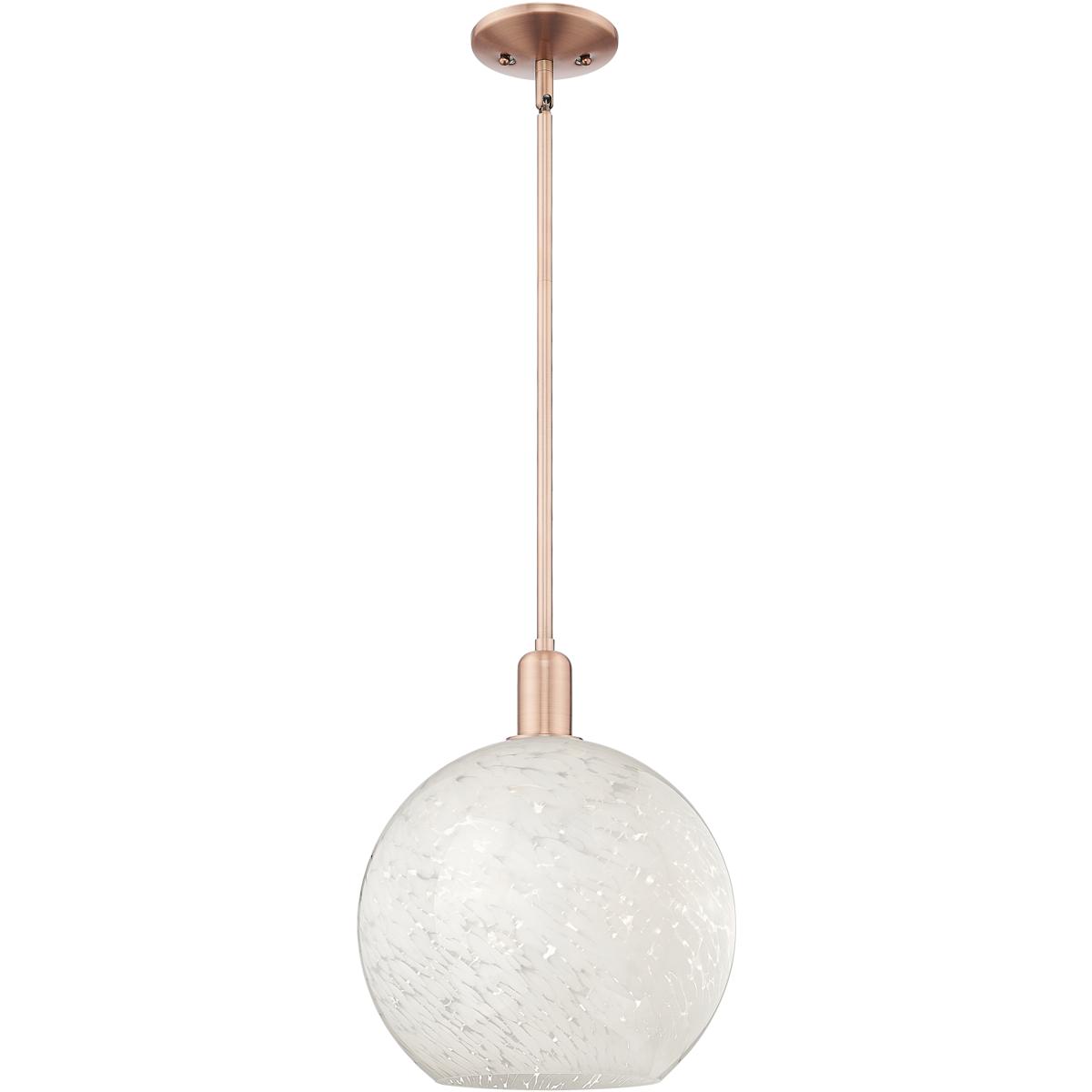 Innovations Lighting 716-1S-AC-G1216-12WM Arcadia White Mouchette 1 Light 12 inch Antique Copper Mini Pendant Ceiling Light