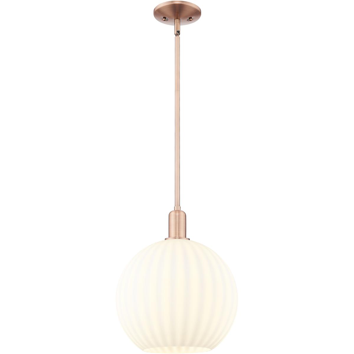 Innovations Lighting 716-1S-AC-G1217-12WV Arcadia White Venetian 1 Light 12 inch Antique Copper Mini Pendant Ceiling Light