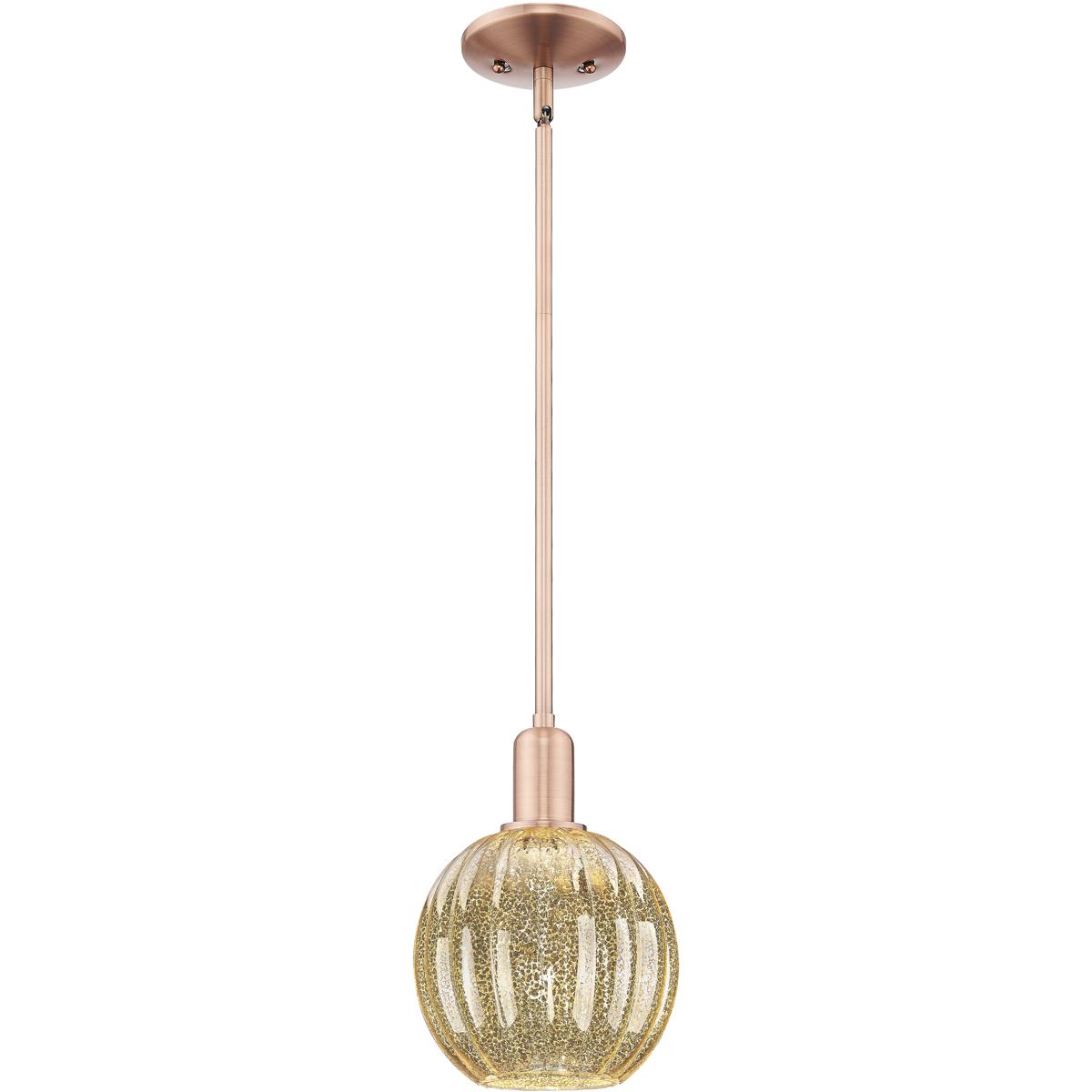 Innovations Lighting 716-1S-AC-G458-7ME Preston 1 Light 7 inch Antique Copper Mini Pendant Ceiling Light in Mercury Glass
