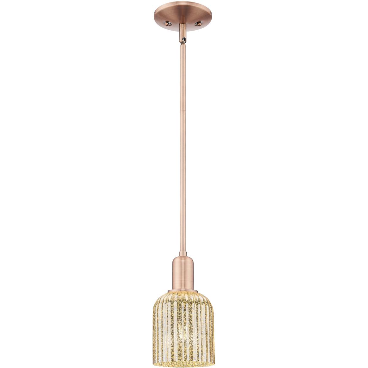 Innovations Lighting 716-1S-AC-G559-5ME Bridal Veil 1 Light 5 inch Antique Copper Mini Pendant Ceiling Light in Mercury Glass