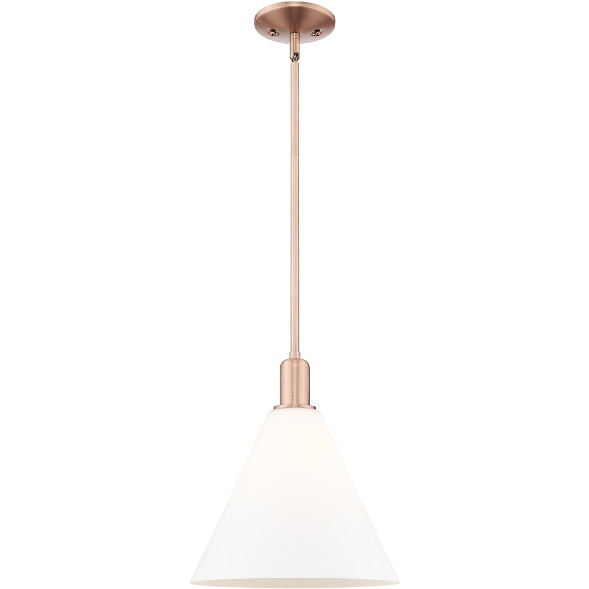 Innovations Lighting 716-1S-AC-GBC-121 Arcadia Berkshire Glass 1 Light 12 inch Antique Copper Mini Pendant Ceiling Light in Matte White