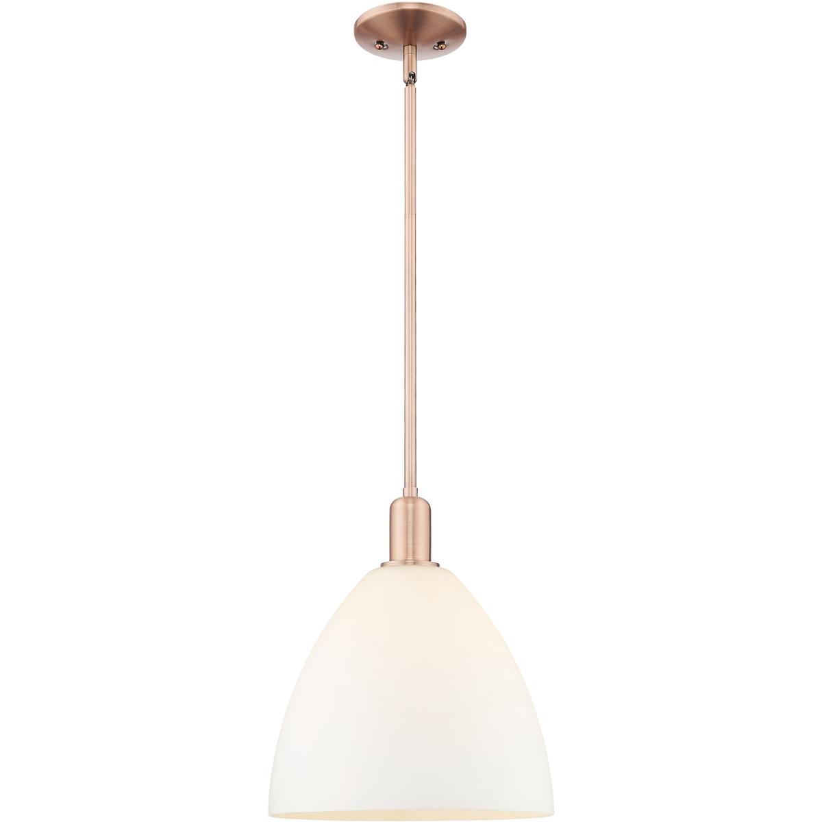 Innovations Lighting 716-1S-AC-GBD-121 Arcadia Bristol 1 Light 12 inch Antique Copper Mini Pendant Ceiling Light in Matte White