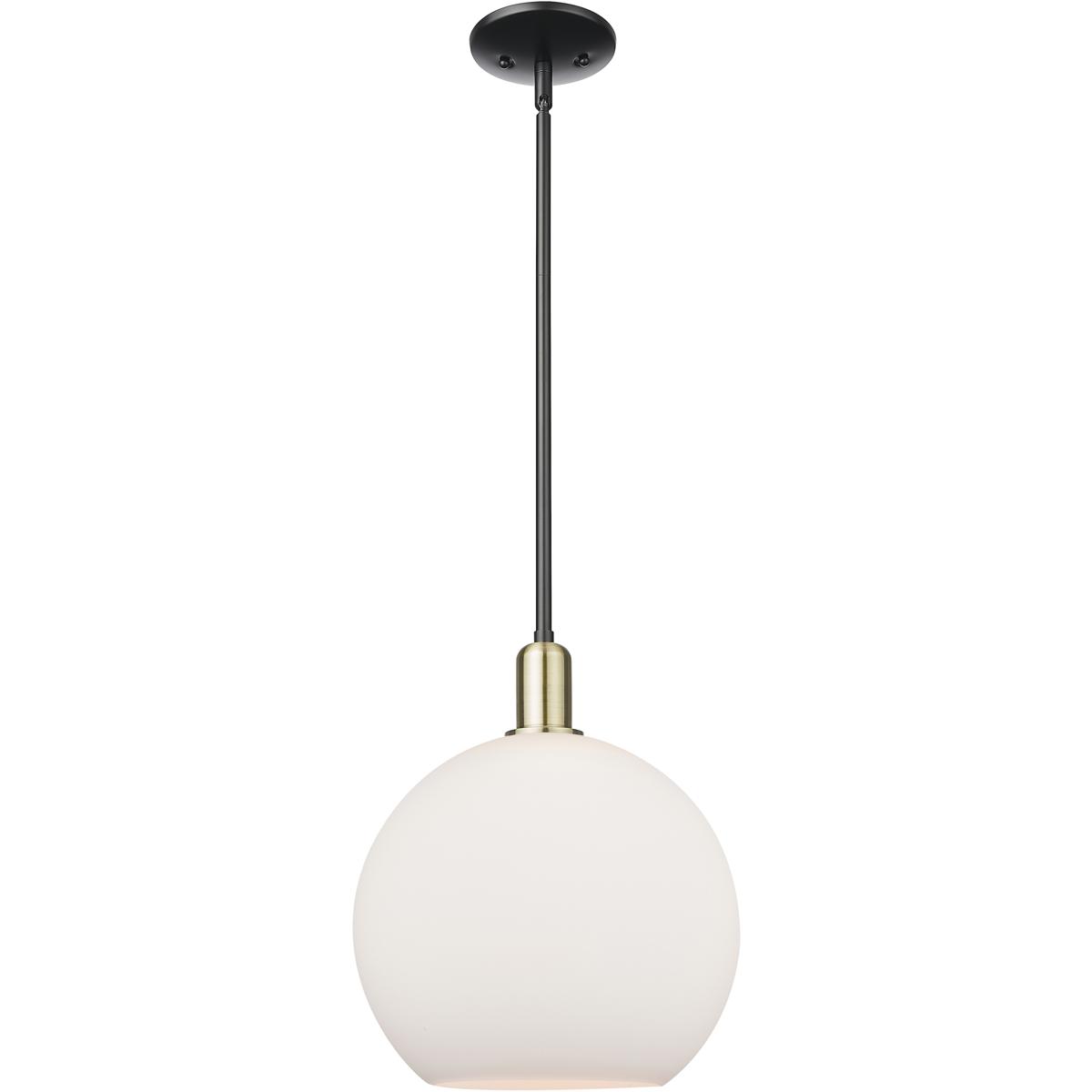 Innovations Lighting 716-1S-BAB-G121-12 Arcadia Athens 1 Light 11.75 inch Black Antique Brass Mini Pendant Ceiling Light in Matte White