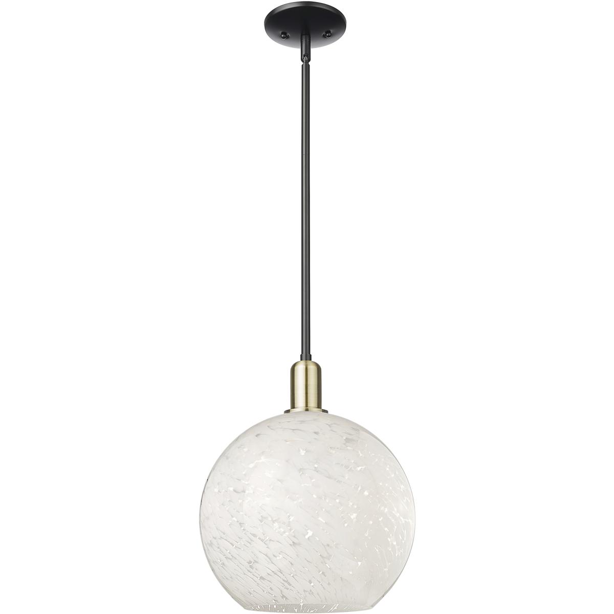 Innovations Lighting 716-1S-BAB-G1216-12WM Arcadia White Mouchette 1 Light 12 inch Black Antique Brass Mini Pendant Ceiling Light