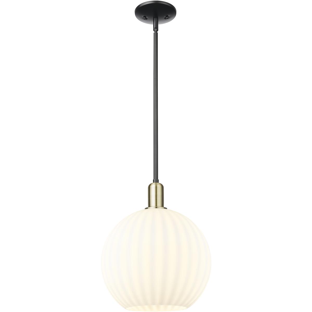 Innovations Lighting 716-1S-BAB-G1217-12WV Arcadia White Venetian 1 Light 12 inch Black Antique Brass Mini Pendant Ceiling Light