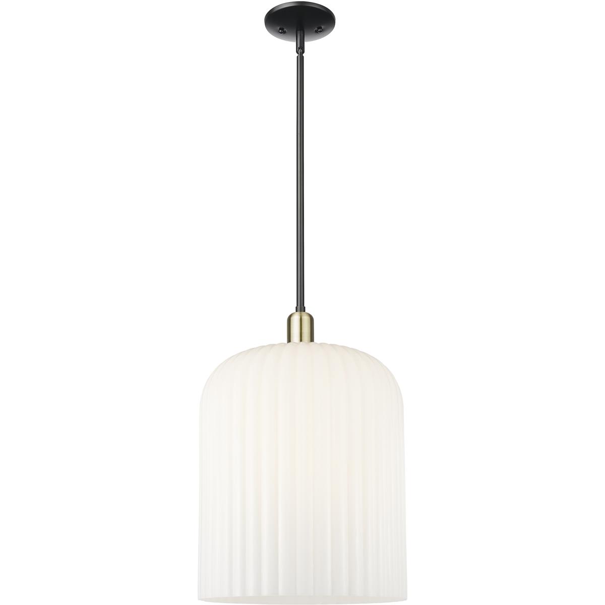 Innovations Lighting 716-1S-BAB-G559-12GWH Bridal Veil 1 Light 12 inch Black Antique Brass Mini Pendant Ceiling Light in Gloss White Glass