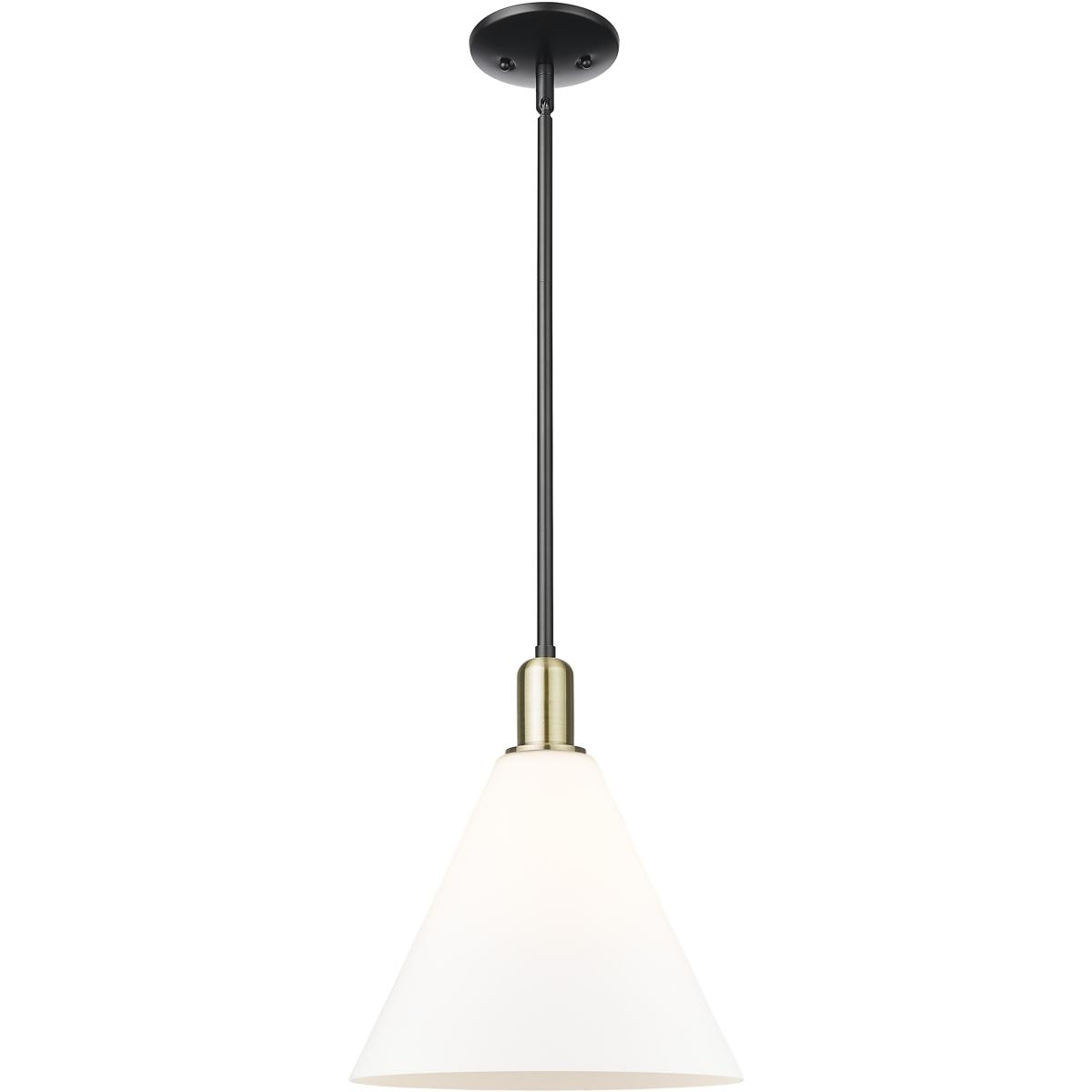 Innovations Lighting 716-1S-BAB-GBC-121 Arcadia Berkshire Glass 1 Light 12 inch Black Antique Brass Mini Pendant Ceiling Light in Matte White