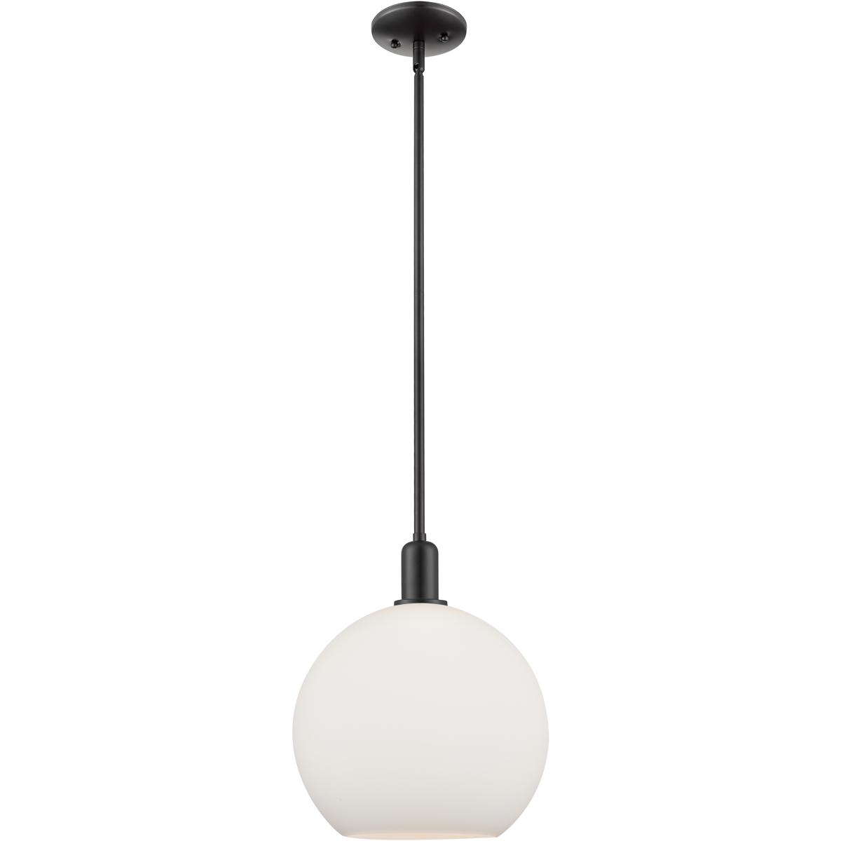Innovations Lighting 716-1S-BK-G121-12 Arcadia Athens 1 Light 11.75 inch Matte Black Mini Pendant Ceiling Light in Matte White