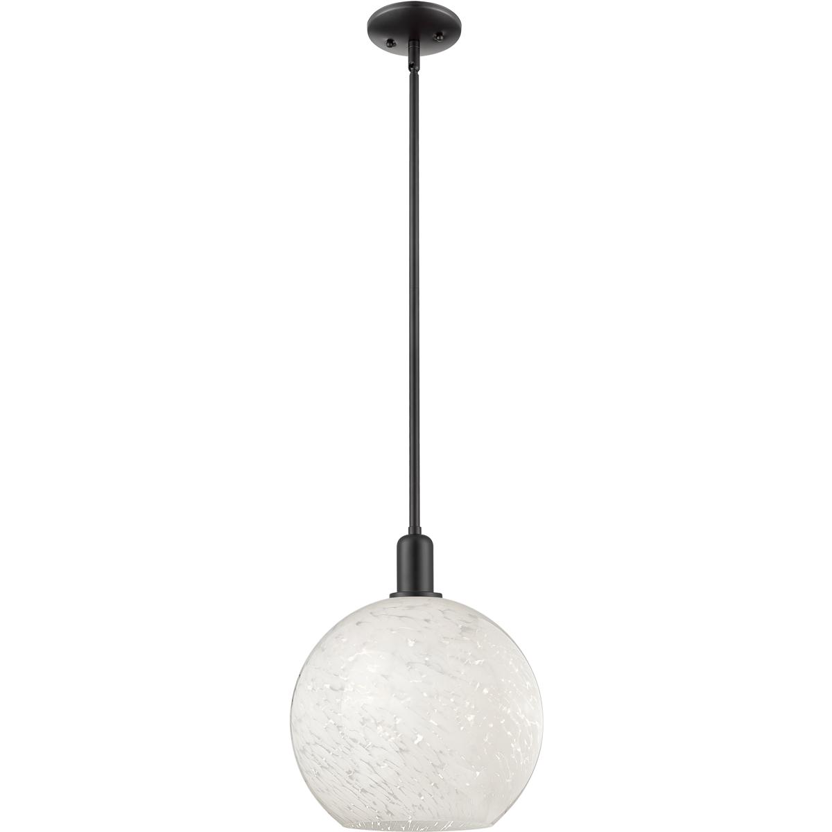 Innovations Lighting 716-1S-BK-G1216-12WM Arcadia White Mouchette 1 Light 12 inch Matte Black Mini Pendant Ceiling Light