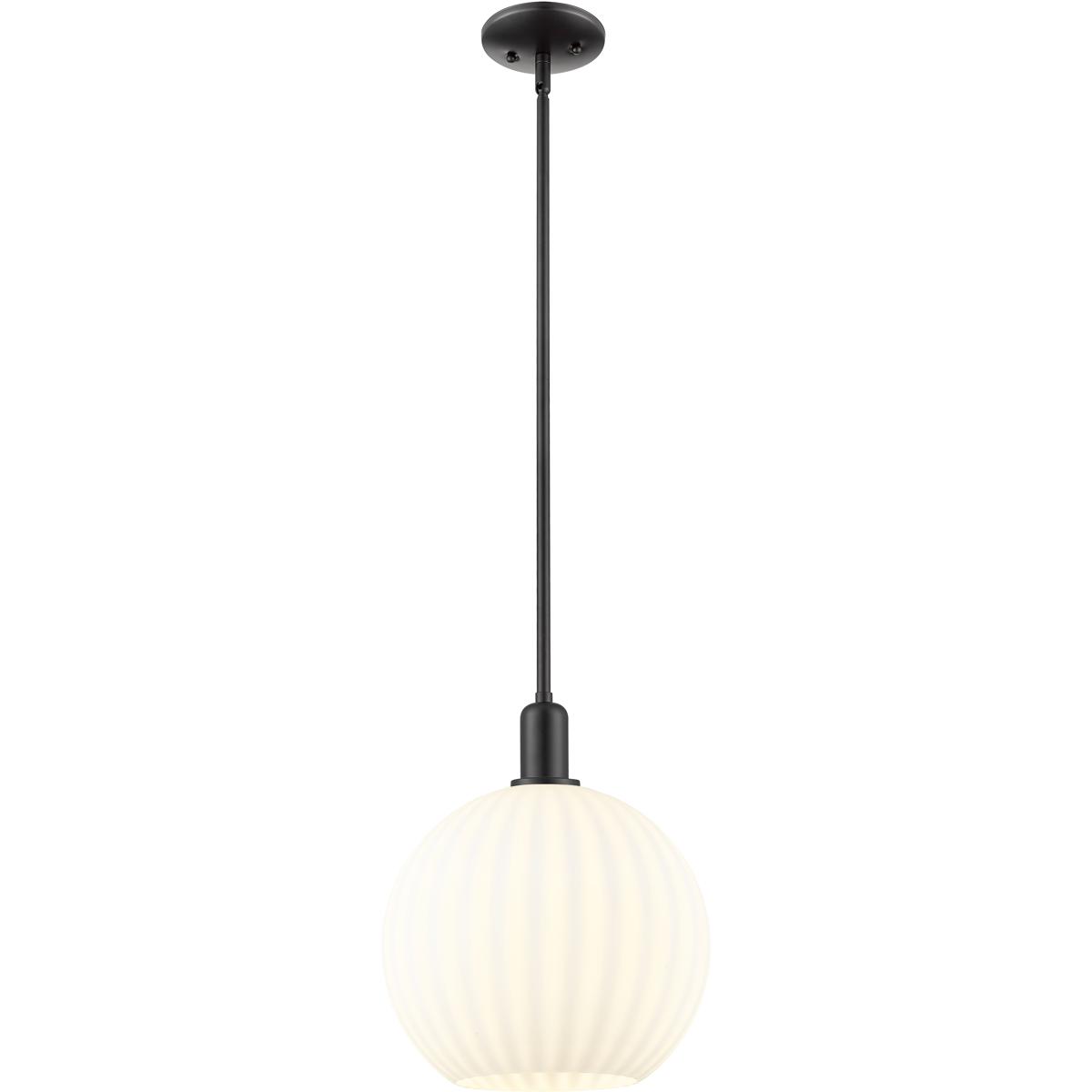 Innovations Lighting 716-1S-BK-G1217-12WV Arcadia White Venetian 1 Light 12 inch Matte Black Mini Pendant Ceiling Light