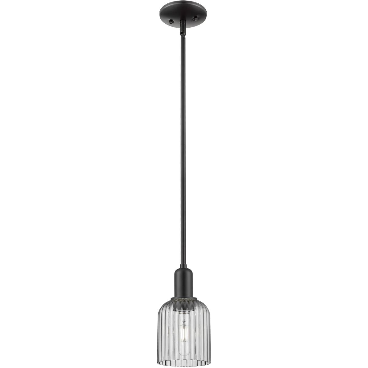 Innovations Lighting 716-1S-BK-G559-5SM Bridal Veil 1 Light 5 inch Matte Black Mini Pendant Ceiling Light in Light Smoke Glass