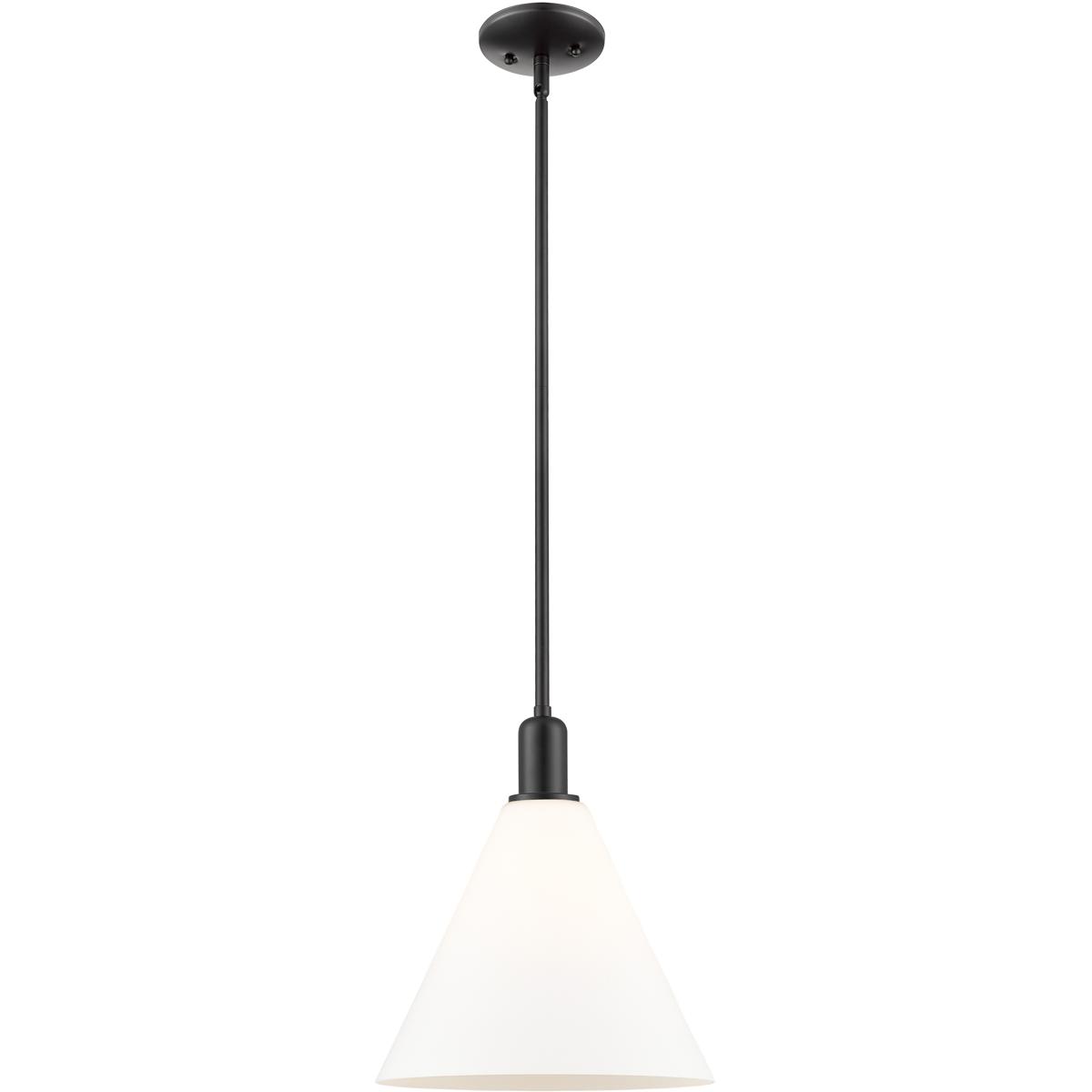 Innovations Lighting 716-1S-BK-GBC-121 Arcadia Berkshire Glass 1 Light 12 inch Matte Black Mini Pendant Ceiling Light in Matte White