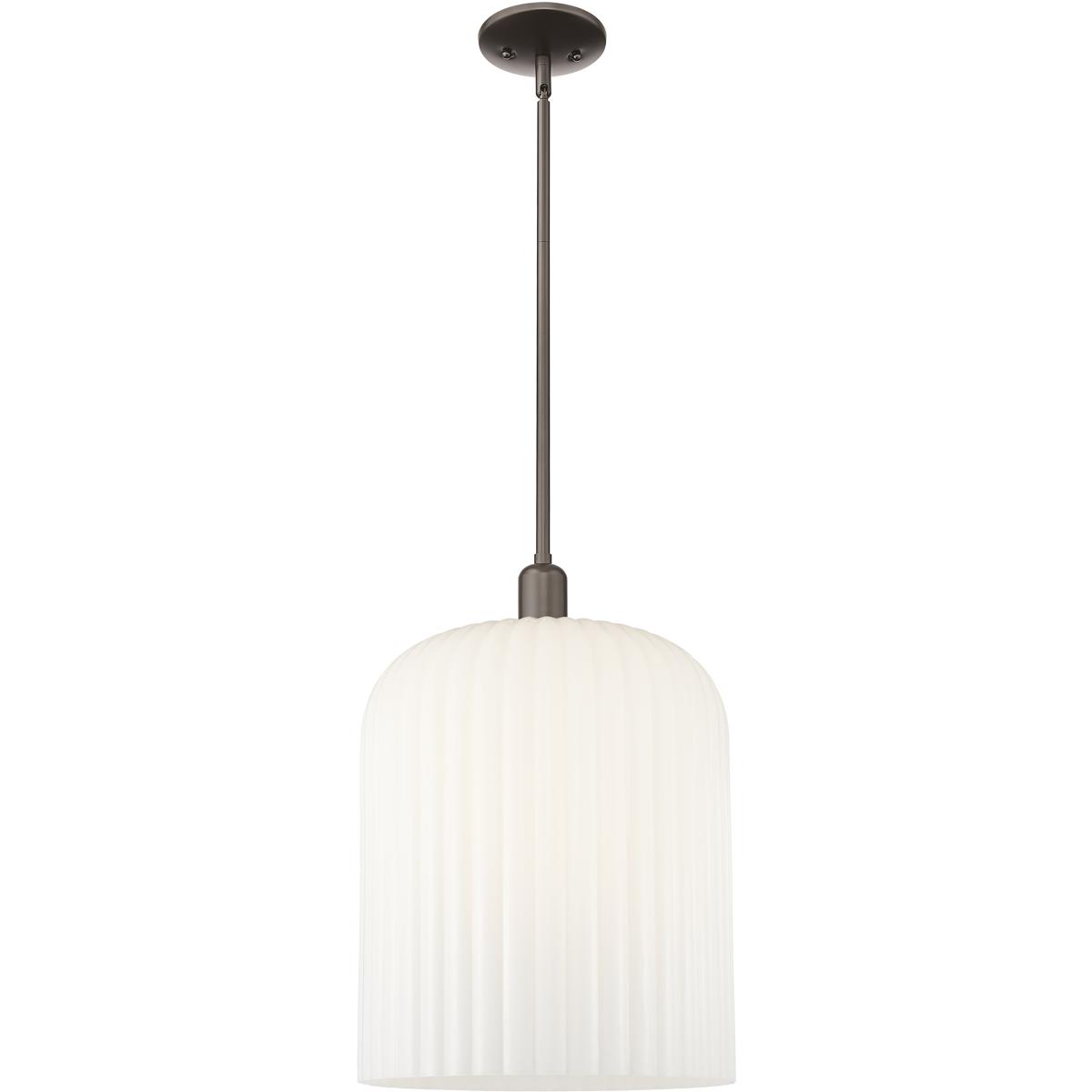 Innovations Lighting 716-1S-OB-G559-12GWH Bridal Veil 1 Light 12 inch Oil Rubbed Bronze Mini Pendant Ceiling Light in Gloss White Glass