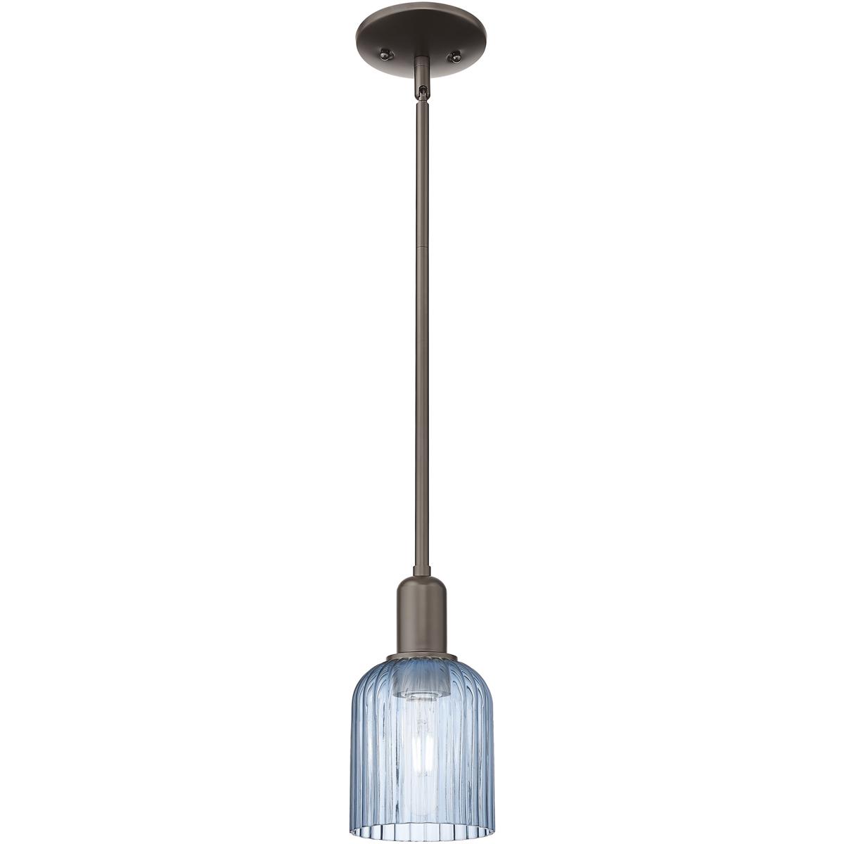 Innovations Lighting 716-1S-OB-G559-5BL Bridal Veil 1 Light 5 inch Oil Rubbed Bronze Mini Pendant Ceiling Light in Blue Glass