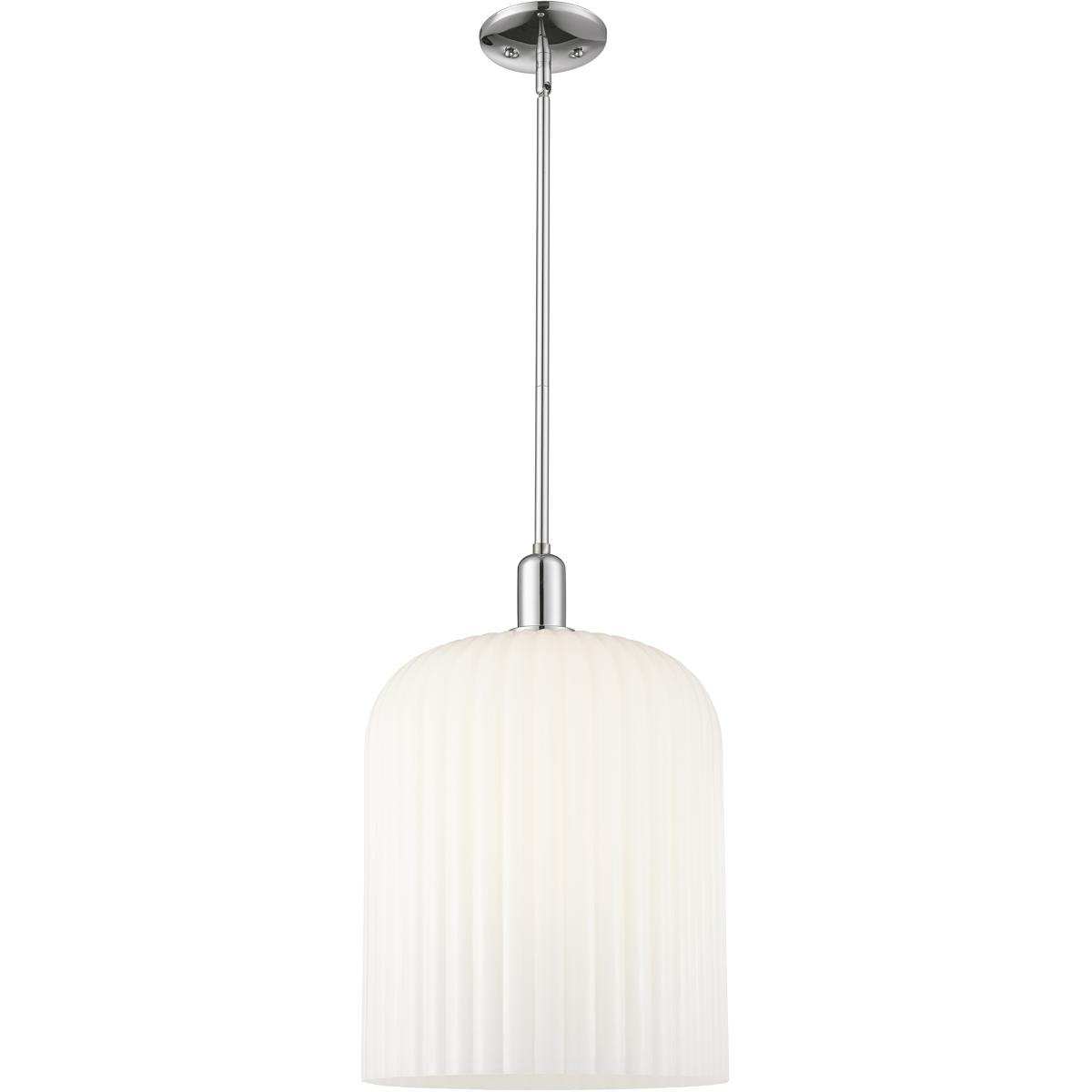 Innovations Lighting 716-1S-PC-G559-12GWH Bridal Veil 1 Light 12 inch Polished Chrome Mini Pendant Ceiling Light in Gloss White Glass