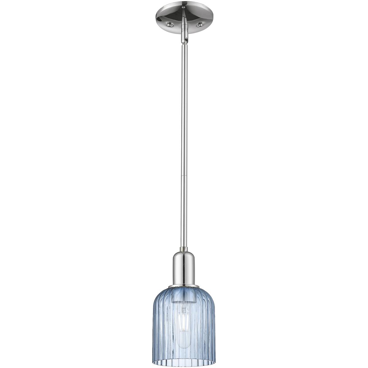 Innovations Lighting 716-1S-PC-G559-5BL Bridal Veil 1 Light 5 inch Polished Chrome Mini Pendant Ceiling Light in Blue Glass