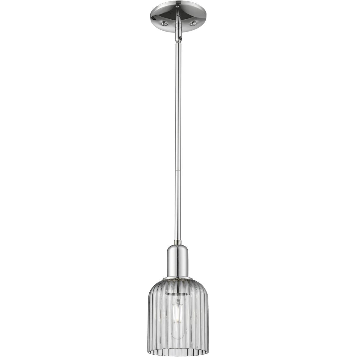 Innovations Lighting 716-1S-PC-G559-5SM Bridal Veil 1 Light 5 inch Polished Chrome Mini Pendant Ceiling Light in Light Smoke Glass