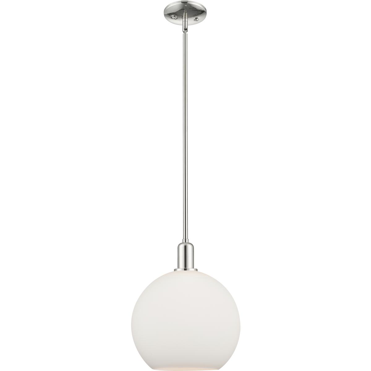 Innovations Lighting 716-1S-PN-G121-12 Arcadia Athens 1 Light 11.75 inch Polished Nickel Mini Pendant Ceiling Light in Matte White