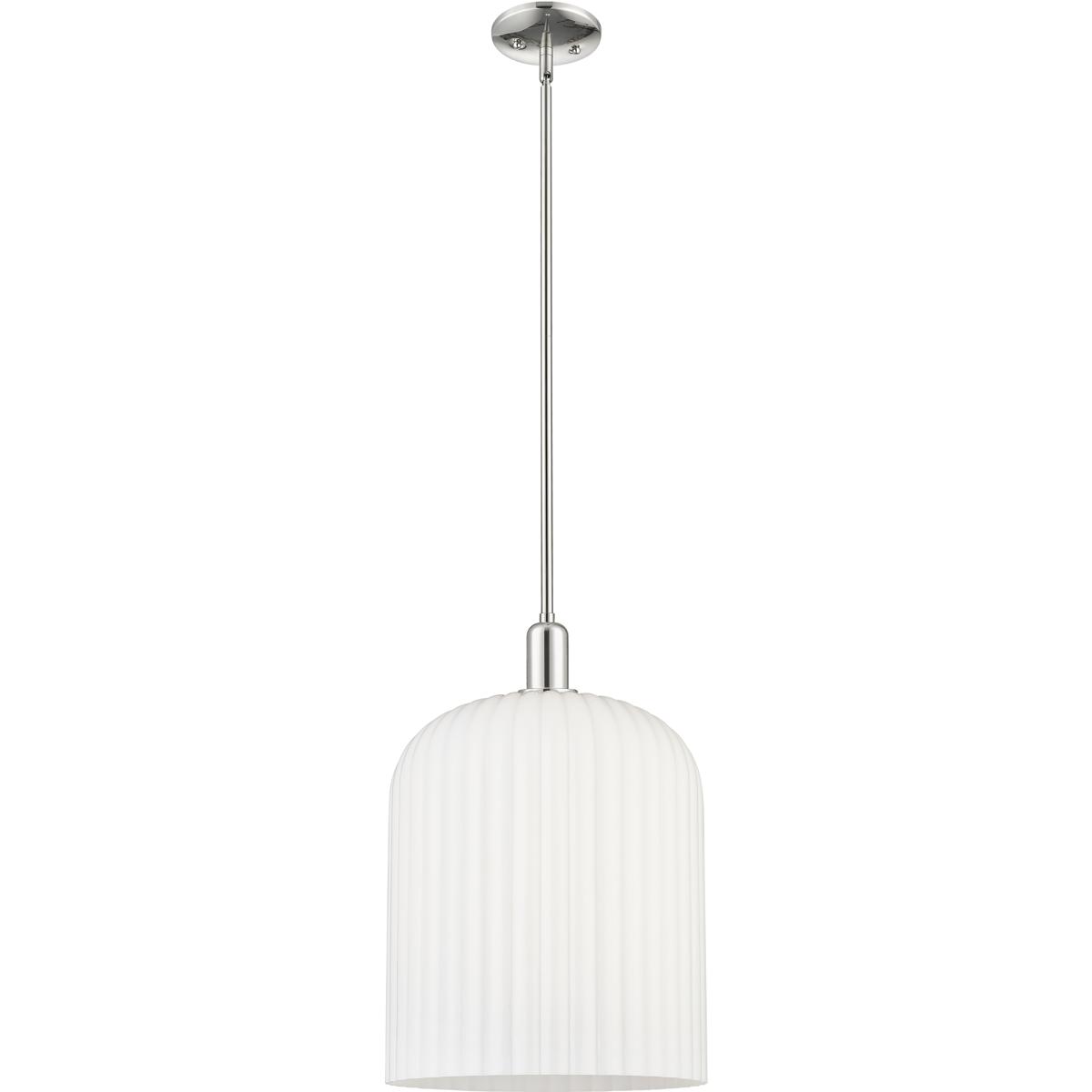 Innovations Lighting 716-1S-PN-G559-12GWH Bridal Veil 1 Light 12 inch Polished Nickel Mini Pendant Ceiling Light in Gloss White Glass