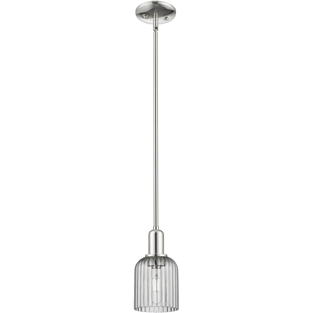 Innovations Lighting 716-1S-PN-G559-5SM Bridal Veil 1 Light 5 inch Polished Nickel Mini Pendant Ceiling Light in Light Smoke Glass