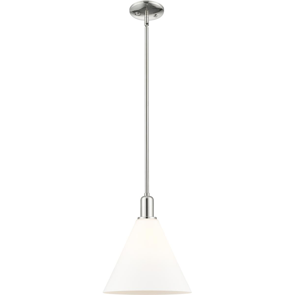 Innovations Lighting 716-1S-PN-GBC-121 Arcadia Berkshire Glass 1 Light 12 inch Polished Nickel Mini Pendant Ceiling Light in Matte White