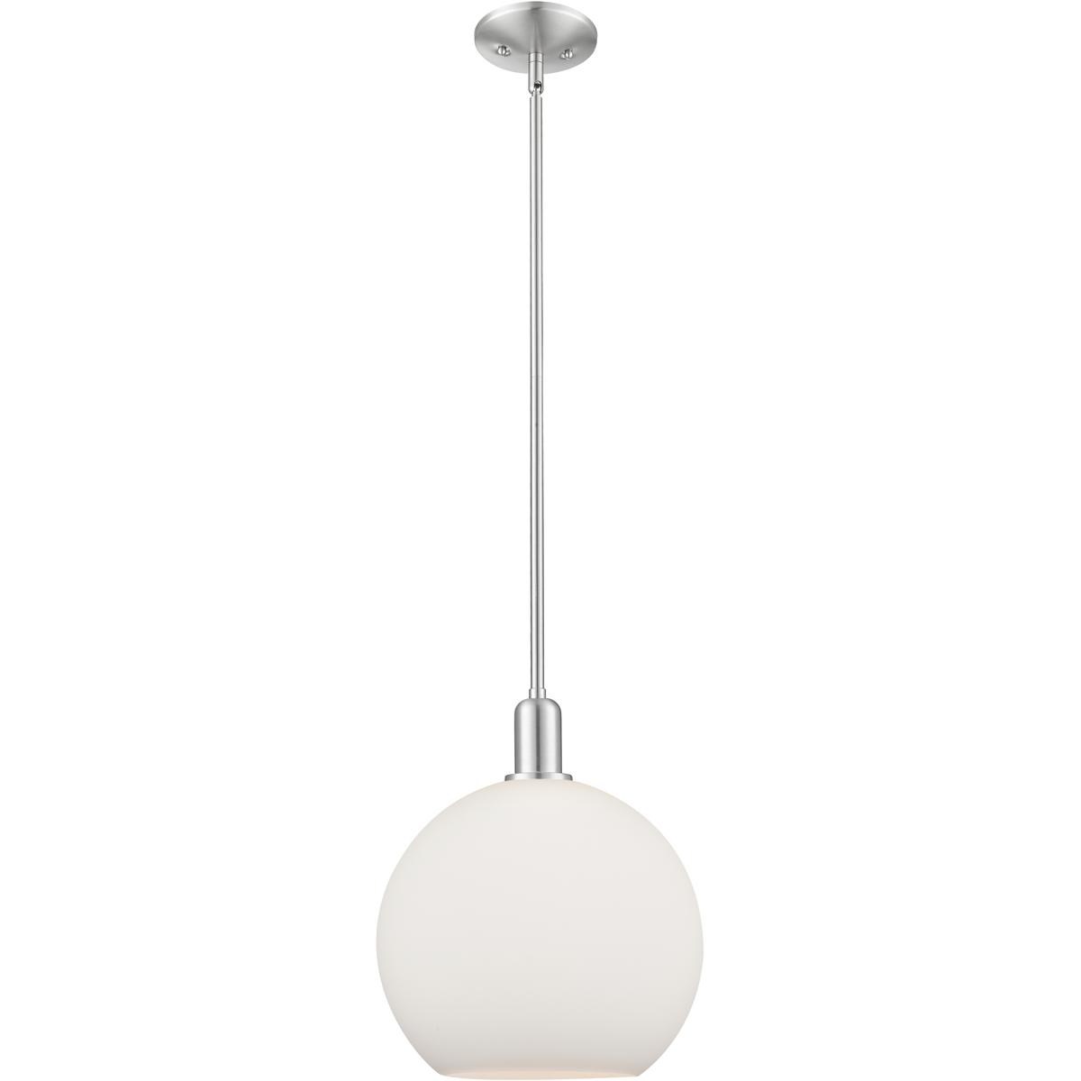 Innovations Lighting 716-1S-SN-G121-12 Arcadia Athens 1 Light 11.75 inch Brushed Satin Nickel Mini Pendant Ceiling Light in Matte White